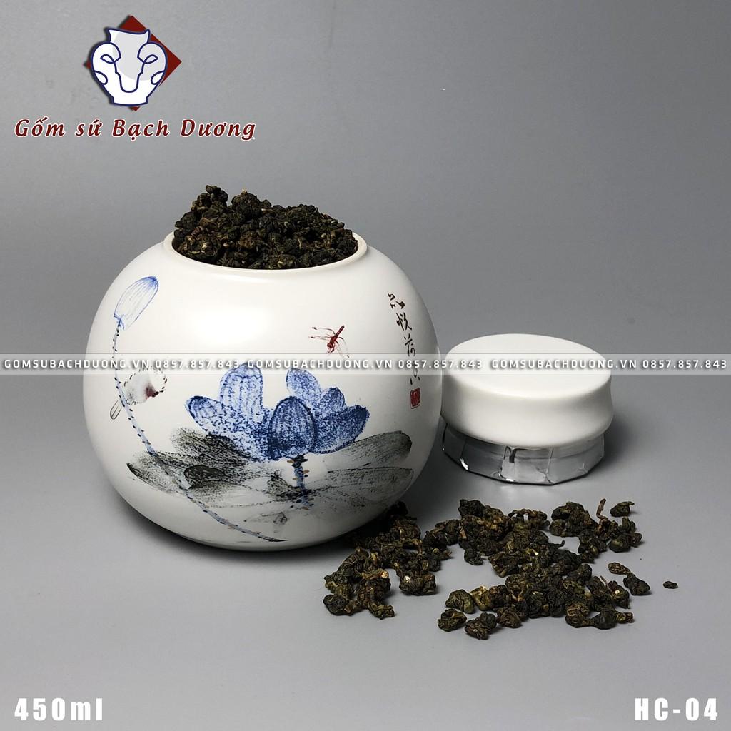 HŨ ĐỰNG TRÀ 450m bằng sứ AN TOÀN SỬ DỤNG - HC-04