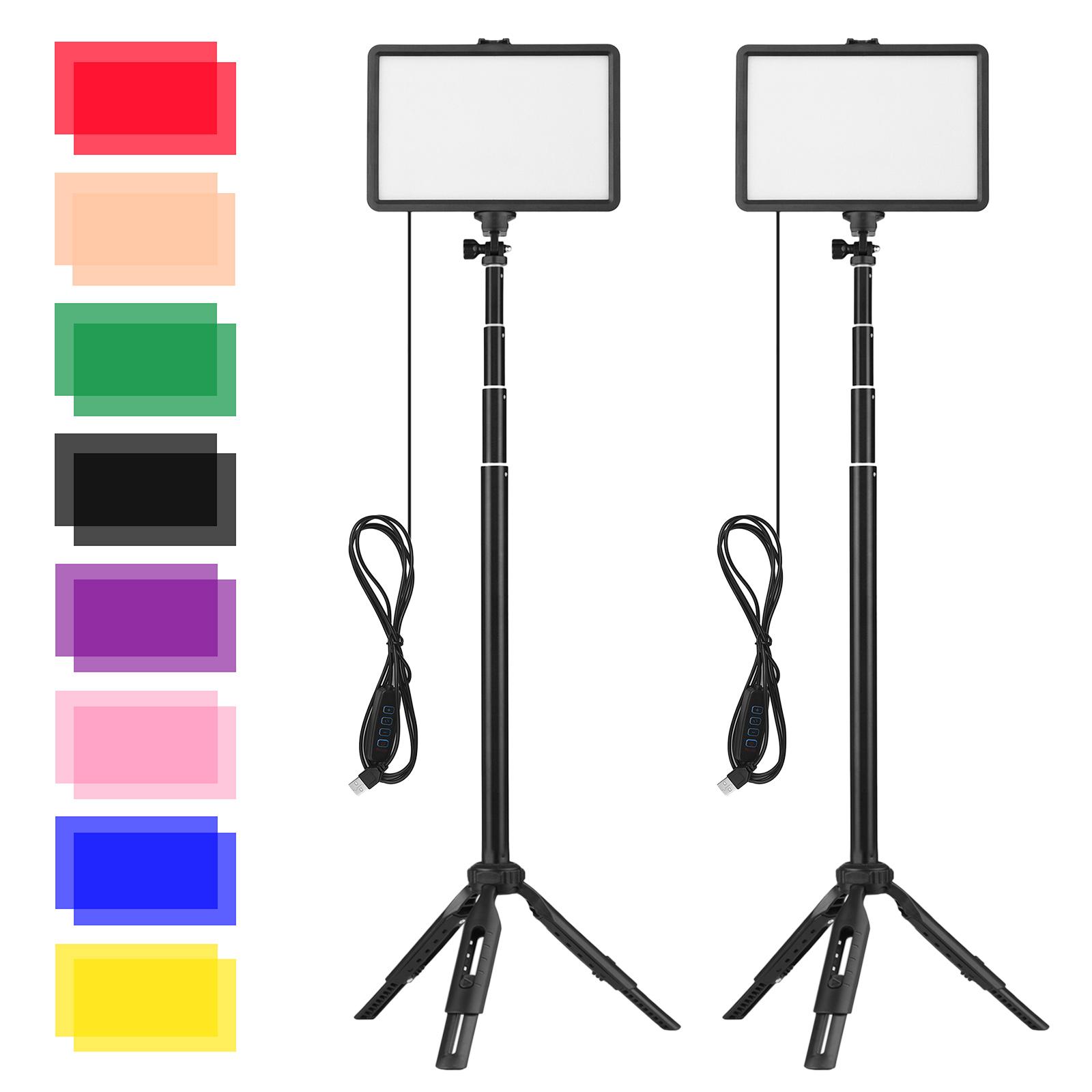 USB LED Video Light Kit Conference Light with 2 * LED Fill Light + 2 * Extendable Tripod + 16 * Color Filters