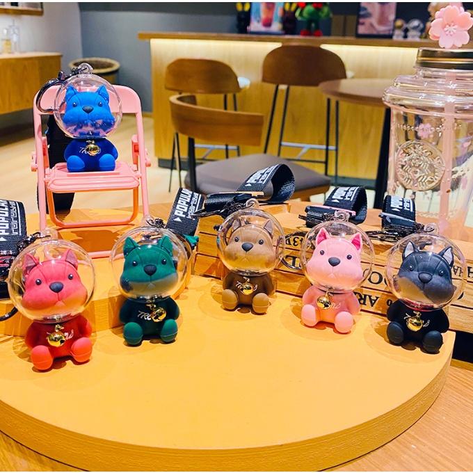 Móc khóa Phi hành gia Chó Pitbull ngầu bá đủ màu PVC loại tốt