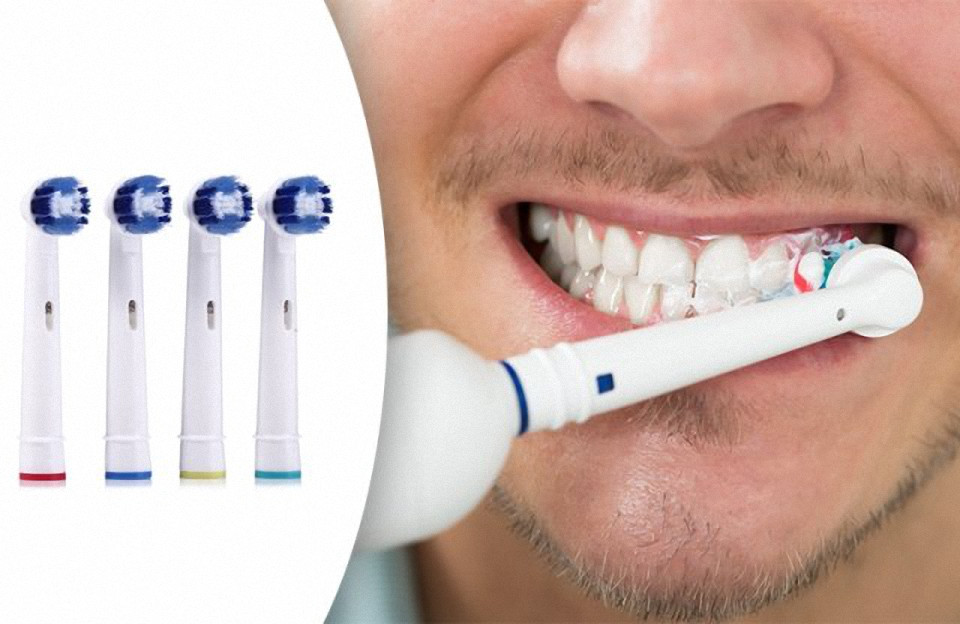 Cho máy Braun Oral-B, Bộ 4 đầu bàn chải đánh răng điện Dan House SB-20A, tẩy sạch cao răng, làm sạch vết ố, chăm sóc nưới lợi, loại cước mềm