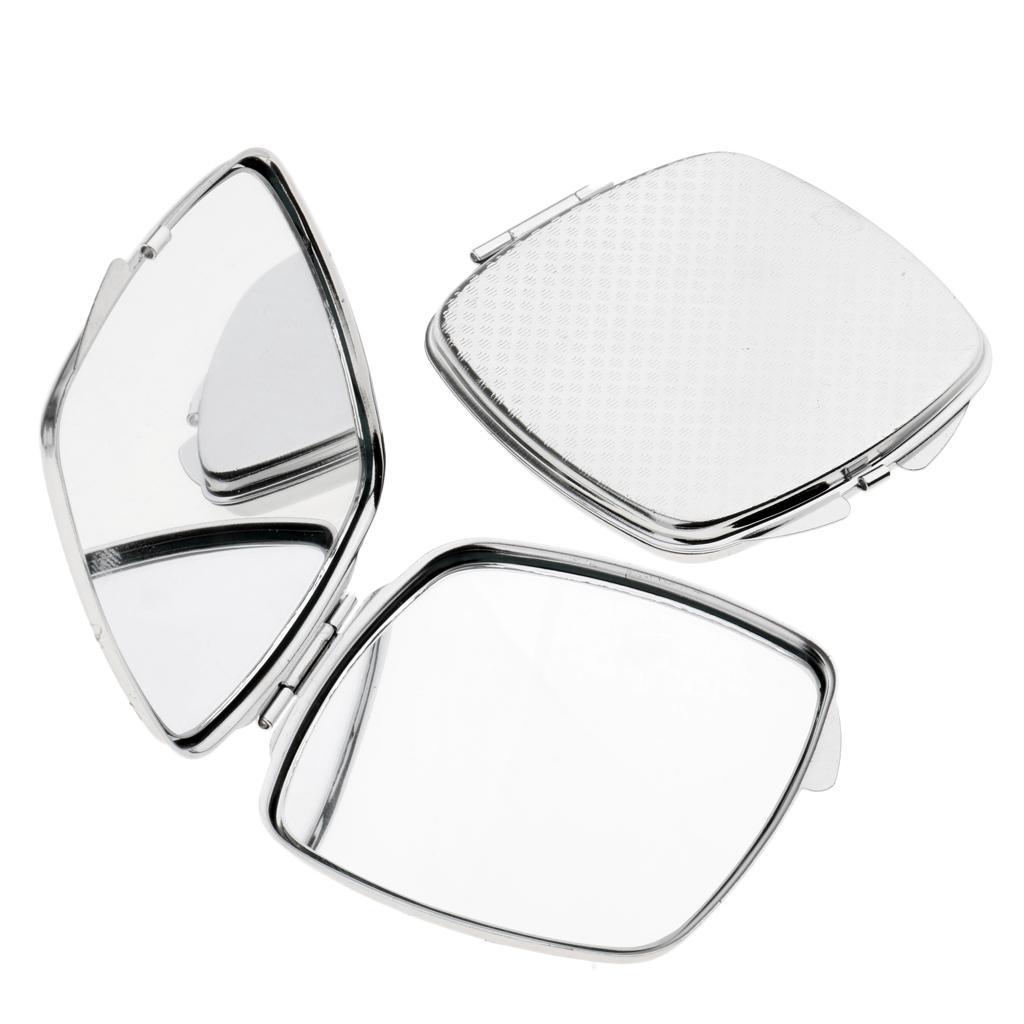 2Pcs Fashion Lady Fold Compact Mirror Cosmetic Travel Makeup Portable Sliver