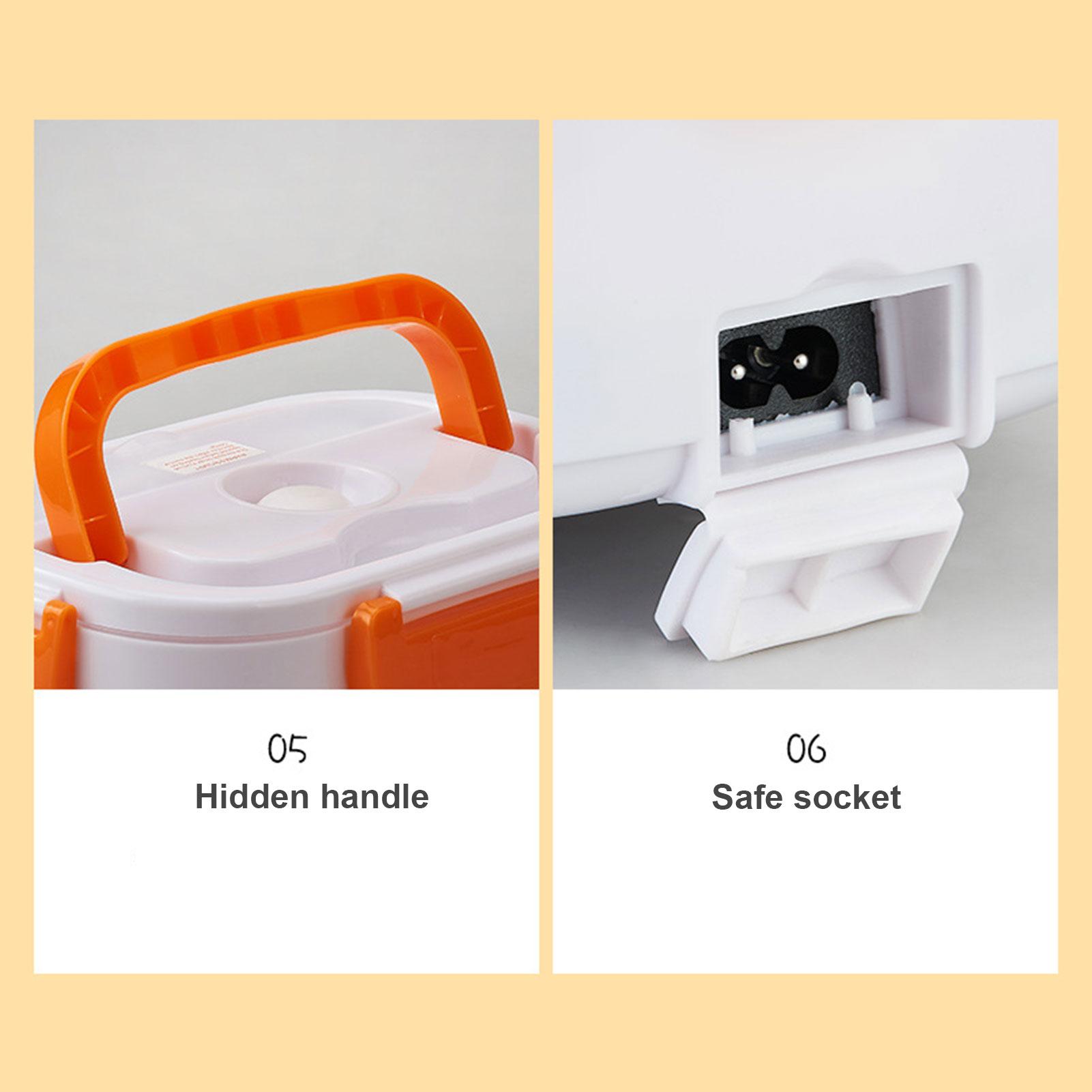 Hộp cơm Bento hai trong một có thể hâm nóng bằng điện, chất liệu thép không gỉ