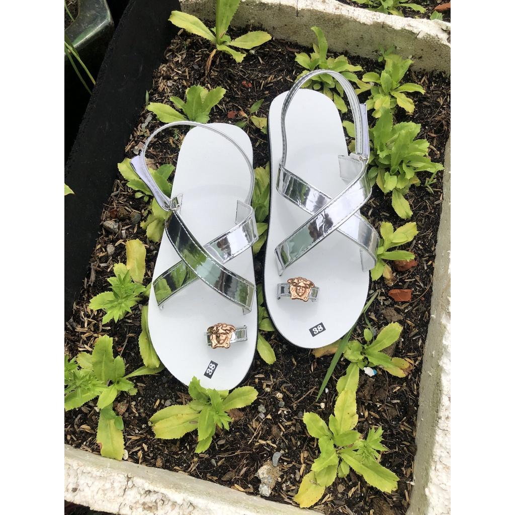 sandal đồng nai xăng đan nữ đế trắng quai màu bạc size từ 35 nữ đến 42 nữ