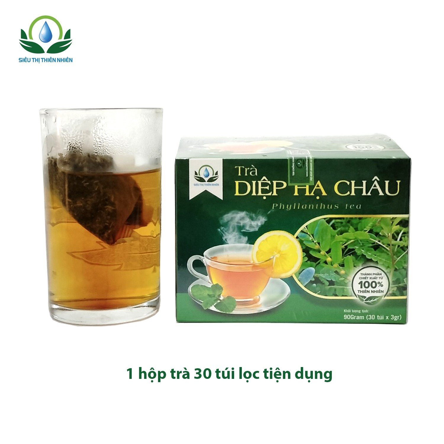 Trà Diệp Hạ Châu hộp 30 Túi Lọc x 3Gram giúp lợi tiểu, tiêu độc, thanh nhiệt của Siêu Thị Thiên Nhiên