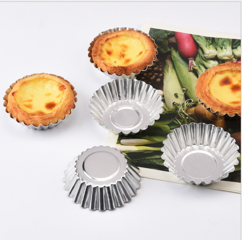 Bộ 10 Khuôn Tart Nhôm Viền Hoa Làm Bánh Trứng 7cm