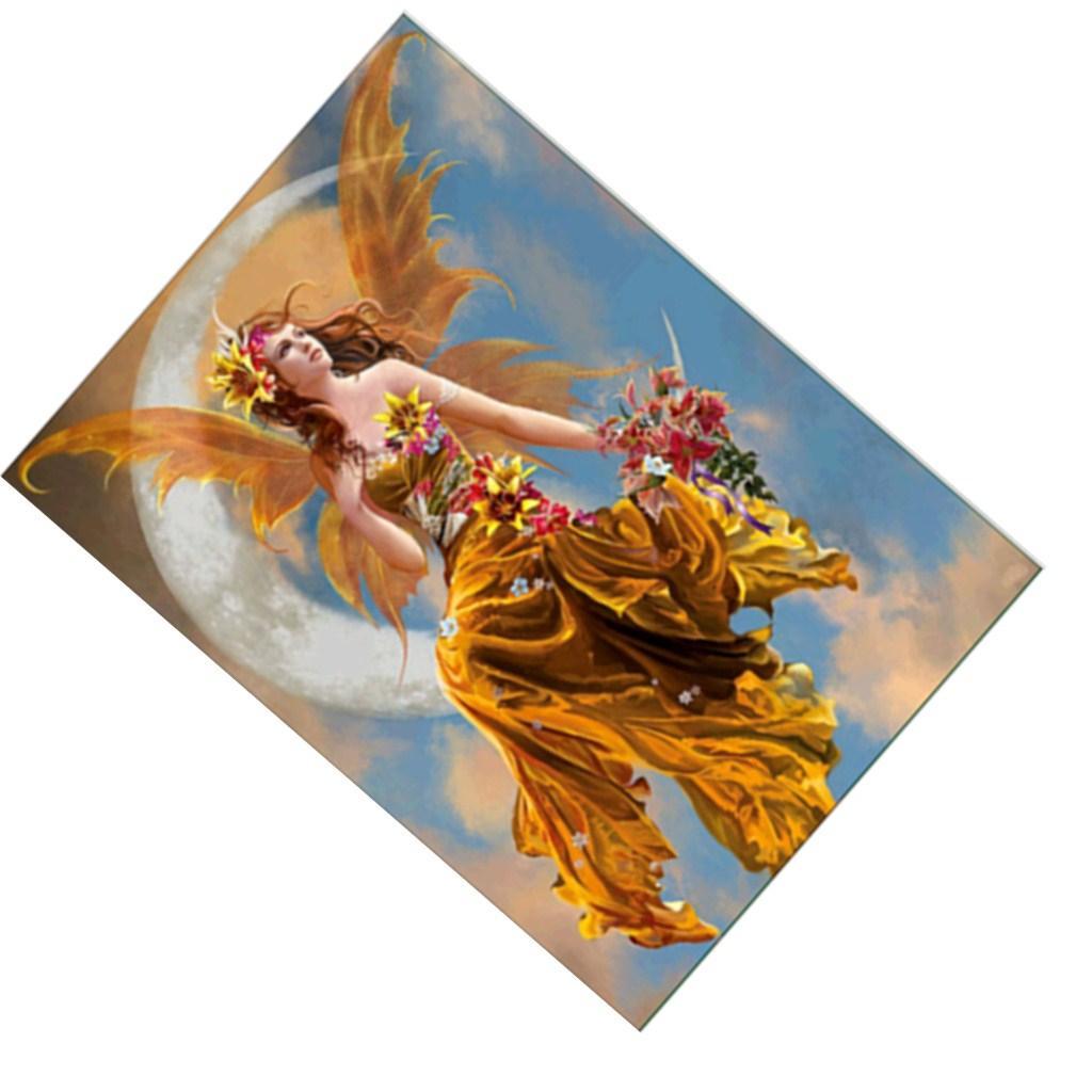 2 Sets DIY 5D Diamond Painting, Fancy Flower Fairy Rhinestone Diamond Embroidery