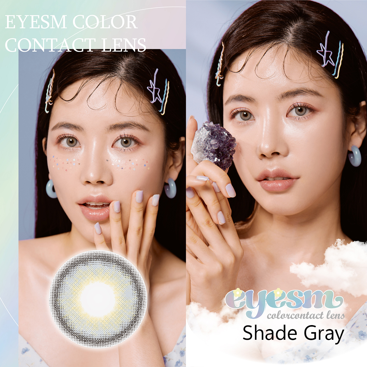 Kính áp tròng Eyesm Shade Gray - Lens màu xám 1-6 tháng