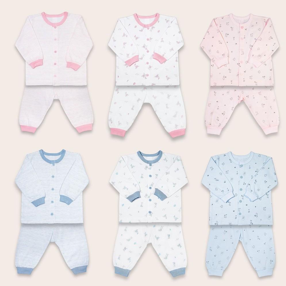 Bộ sơ sinh Miomio dài tay cài giữa 100% cotton mỏng mát