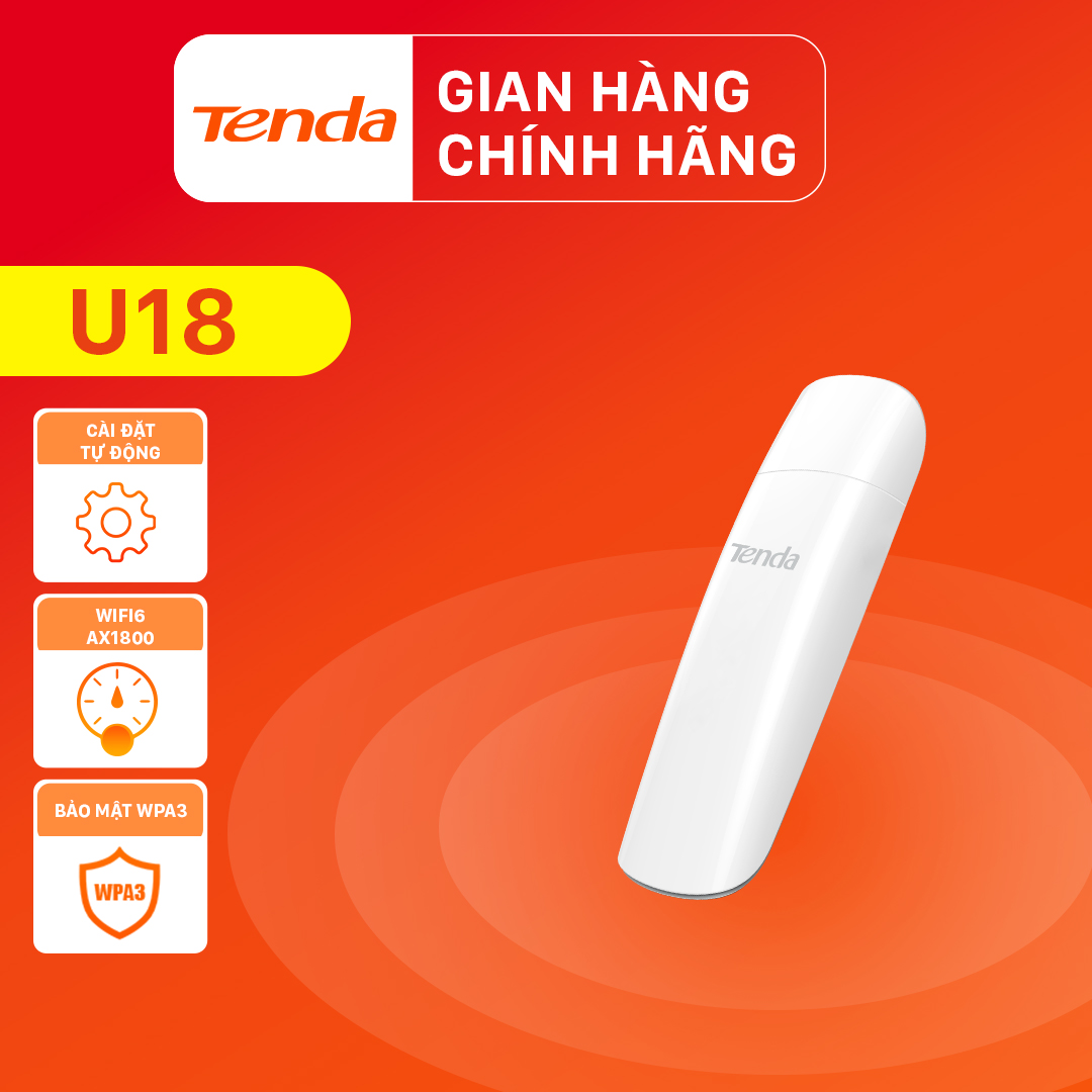 Tenda USB kết nối Wifi U18 Wifi 6 chuẩn AX1800 - Hàng chính hãng