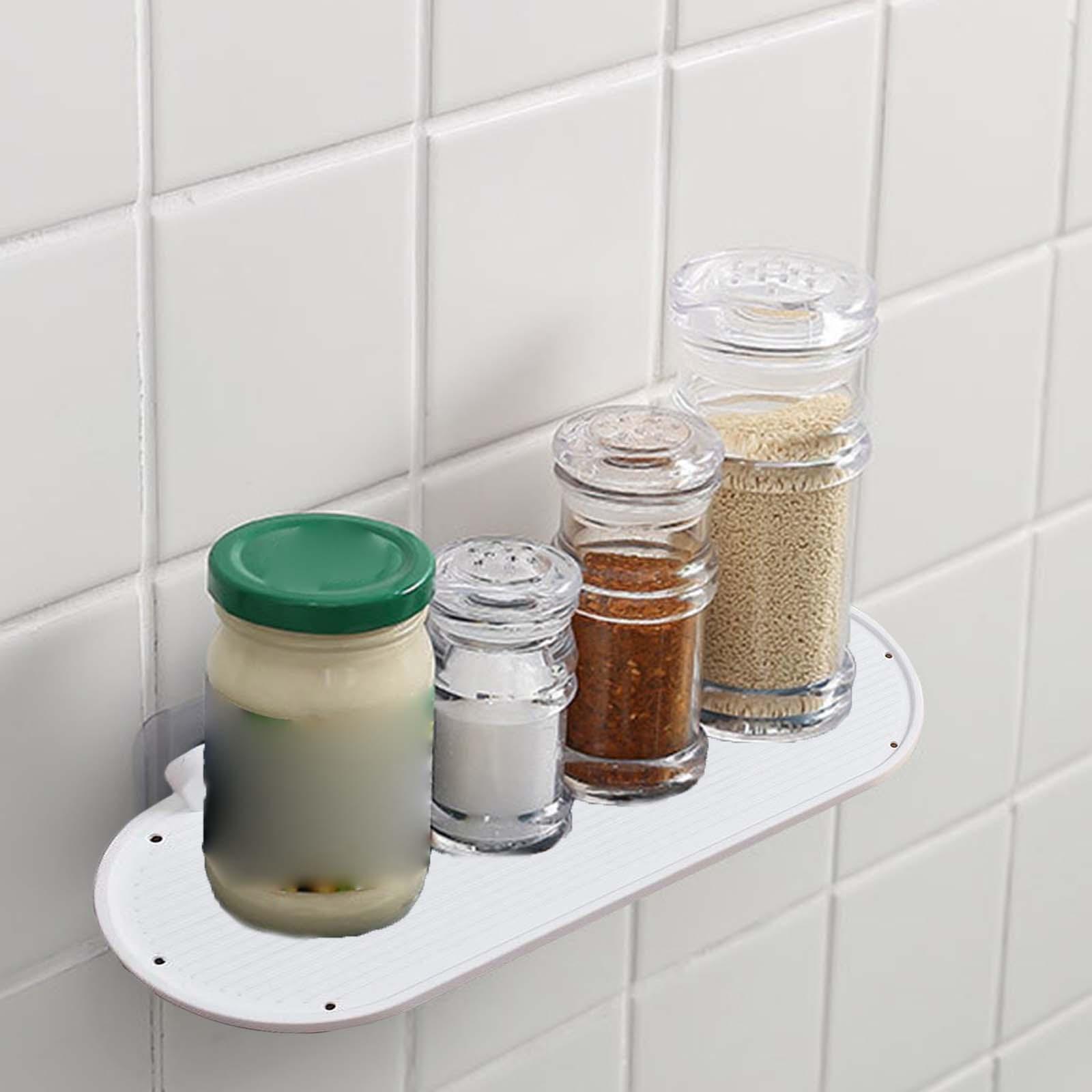 Wall Floating Shelf Adhesive Organizer Holder Rack for Toilet Bathroom White