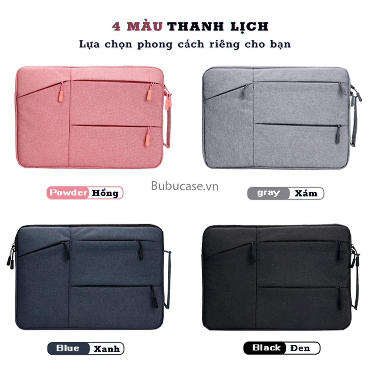 Túi Laptop Chống Sốc 4 Dây Kéo Dành Cho Macbook/ Laptop Có Quai Xách -Vải Agni Cloth Bề Mặt Hạn Chế Thấm Nước - Có Lót Nhung Bên Trong