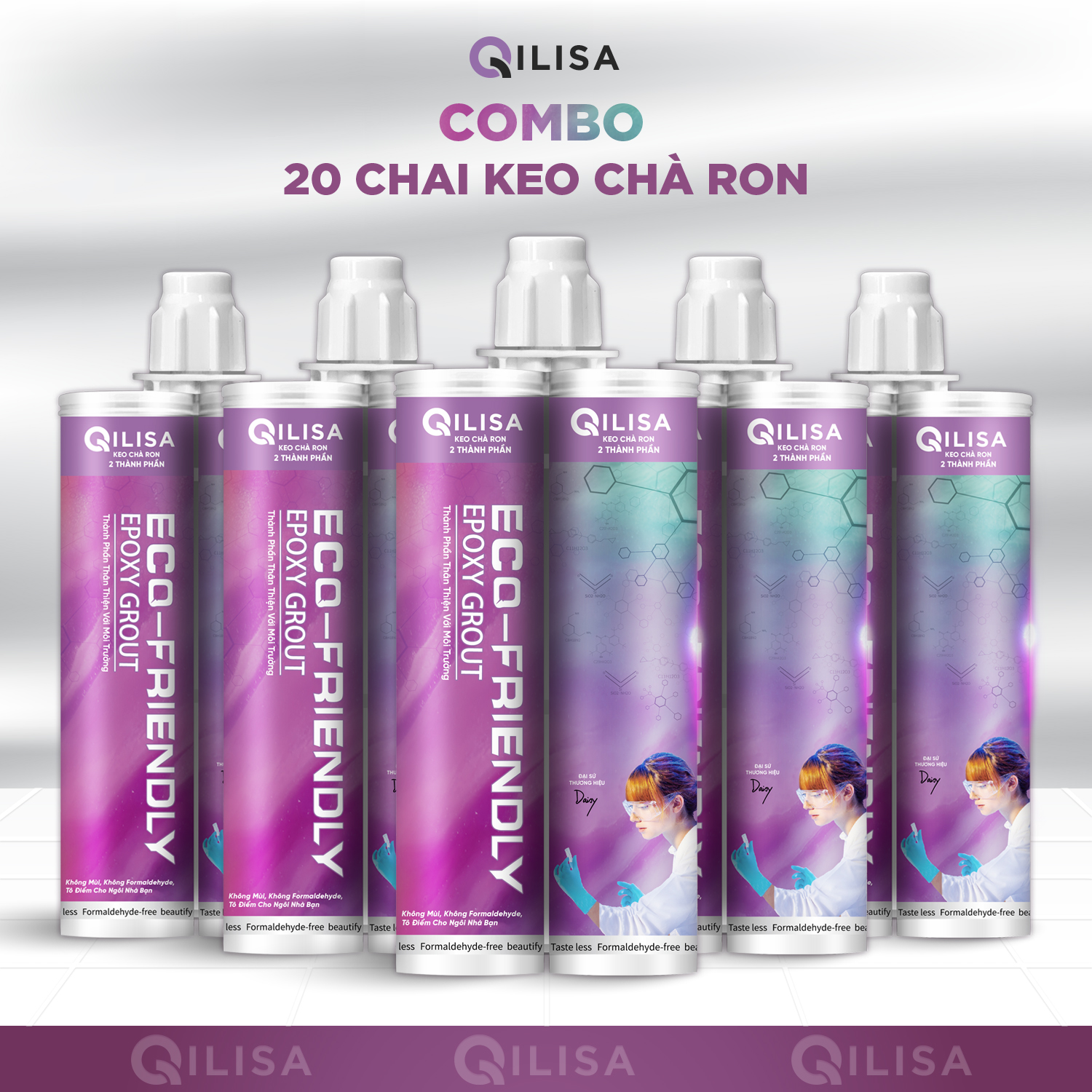 Keo Chà Ron Qilisa, Combo 20 Chai Keo Epoxy 2 Thành Phần 400ml ( Chống Thấm - Bám Bụi)