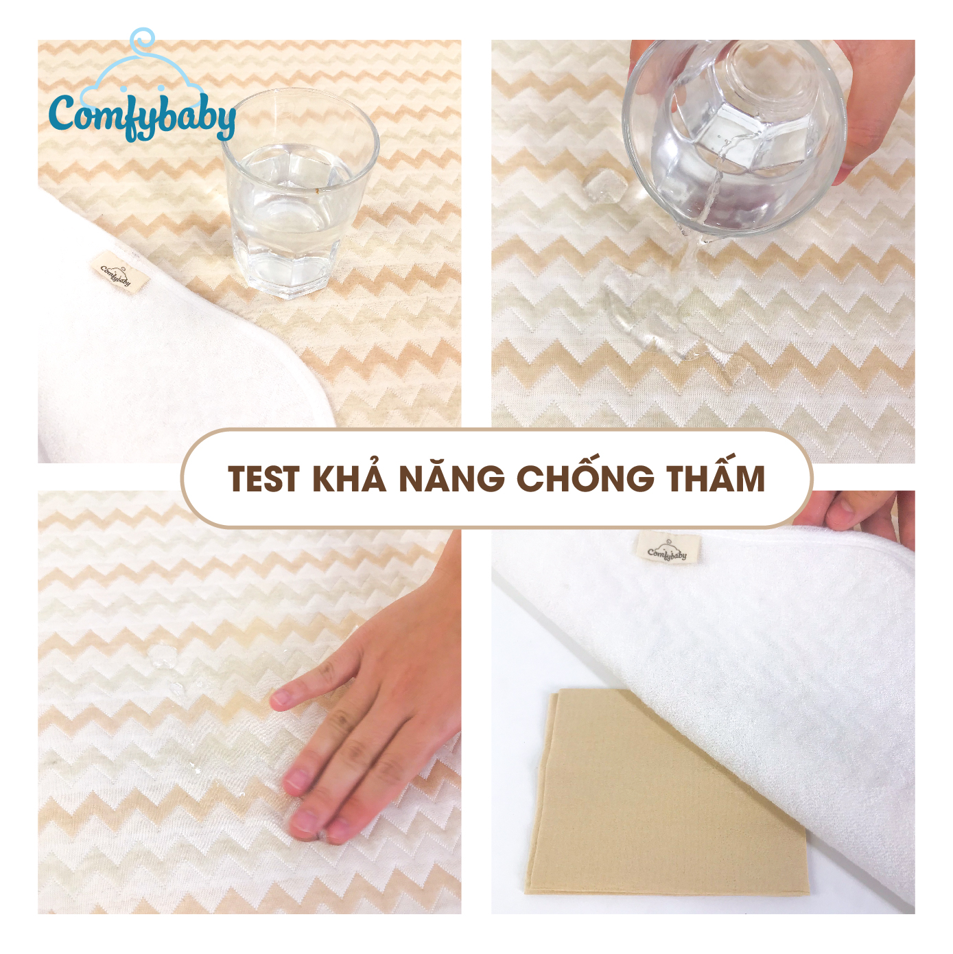 Tấm lót chống thấm cho bé thay tã 4 lớp vải sợi tre Bamboo cao cấp  kháng khuẩn và thoáng khí Comfybaby PAD