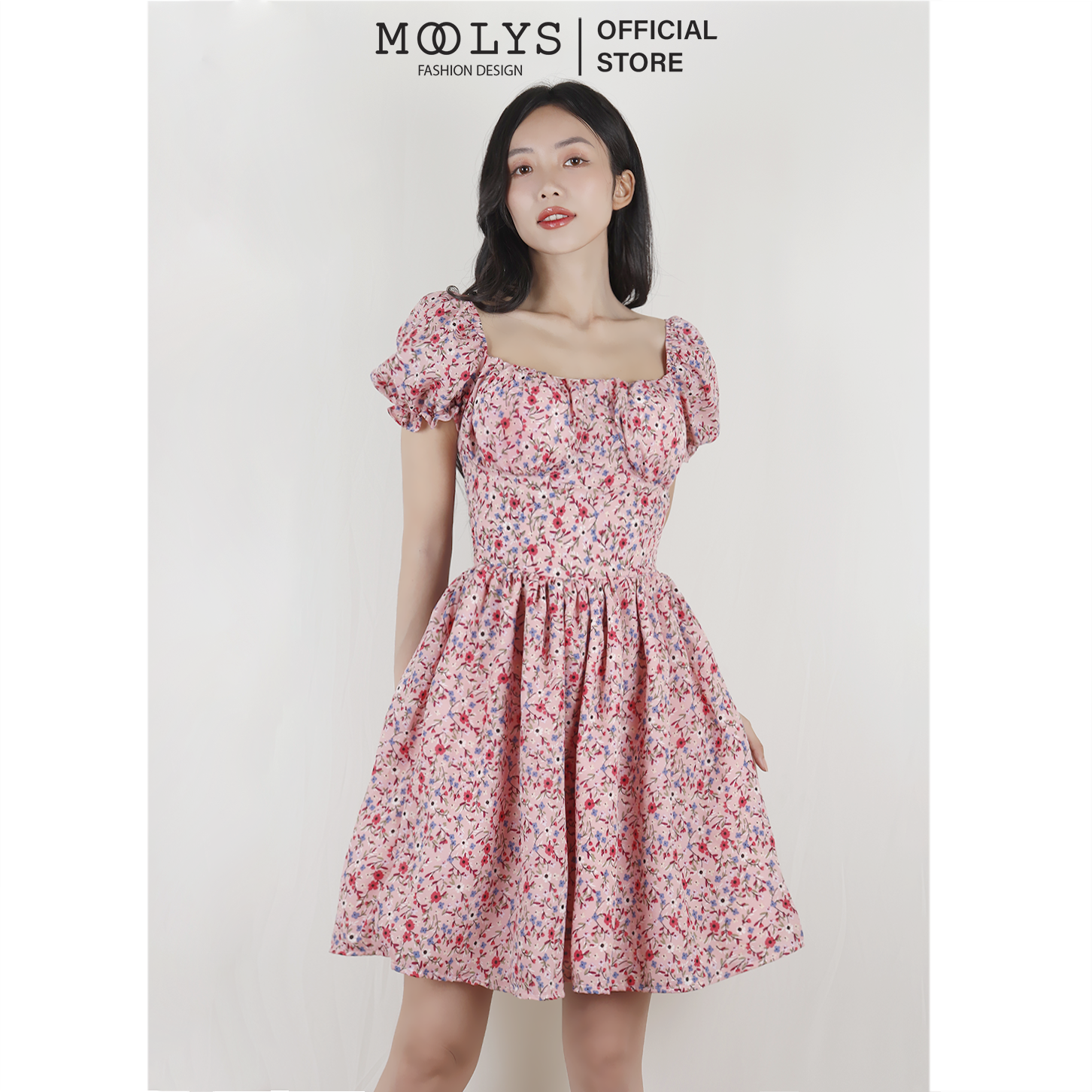 Đầm xoè hoa nhí tay phồng dễ thương Moolys MD006