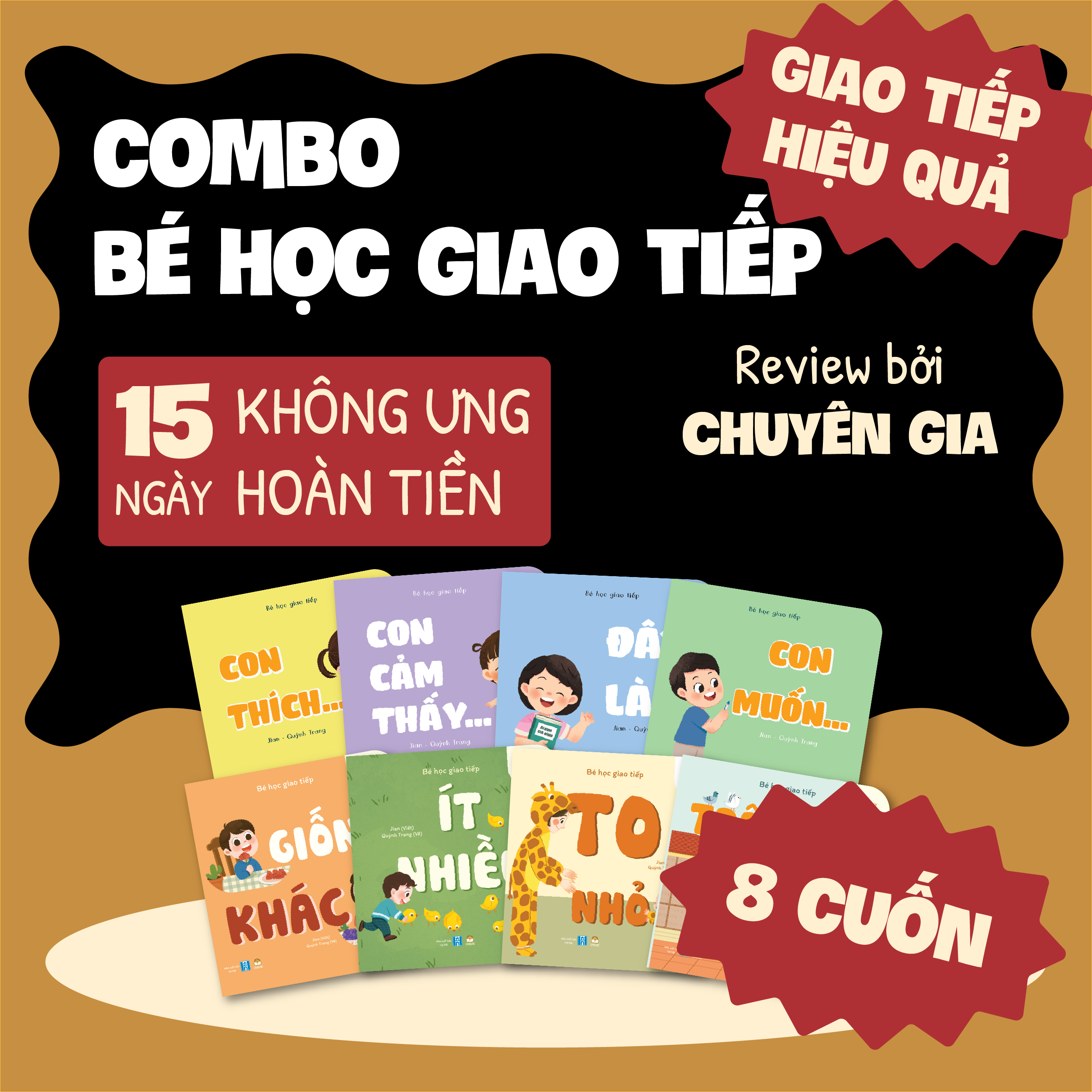 Sách - Combo Bé Học Giao Tiếp - Bộ 8 cuốn giấy Bồi cứng