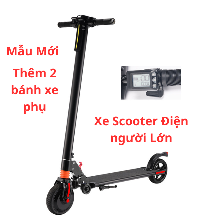 Mẫu Mới - Xe Scooter Điện Người Lớn Tốc Độ 25km Pin 8Ah Đồng Hồ Điện Tử Đèn Led Siêu Sáng, Xe Điện Thăng Bằng