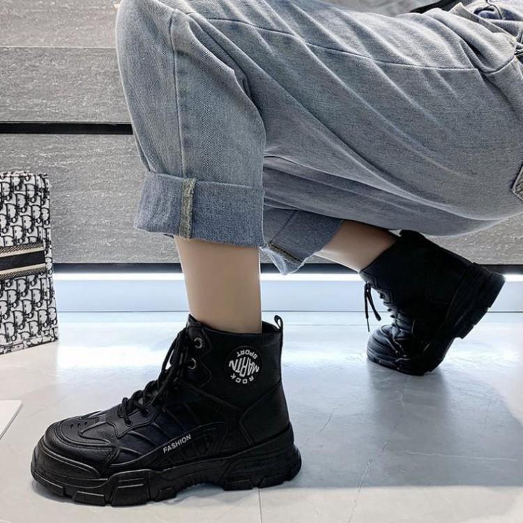 Giày bốt nữ Martin cao cổ HÀNG HOT - GIÁ RẺ Giày vải đế độn cao cổ sang trọng