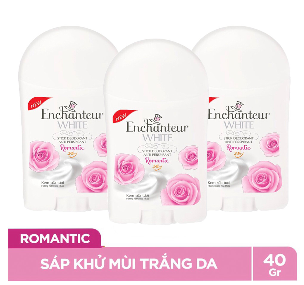 Bộ 3 Sáp khử mùi trắng da Enchanteur Romantic 40g*3