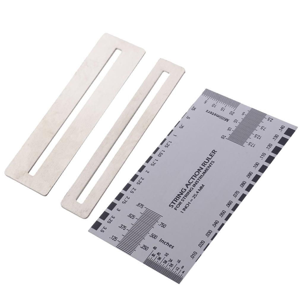 Stainless Steel String Action Ruler with 2pcs Fingerboard Protector Guard