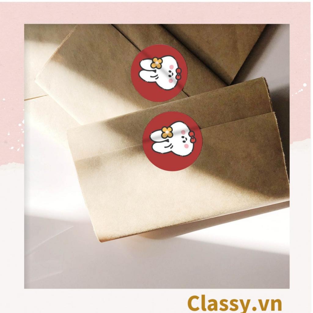 Cuộn 500 Sticker 2.5CM Thank you dán niêm phong túi giấy Classy , hộp bánh handmade, tem dán thiệp, hộp quà tặng Q686