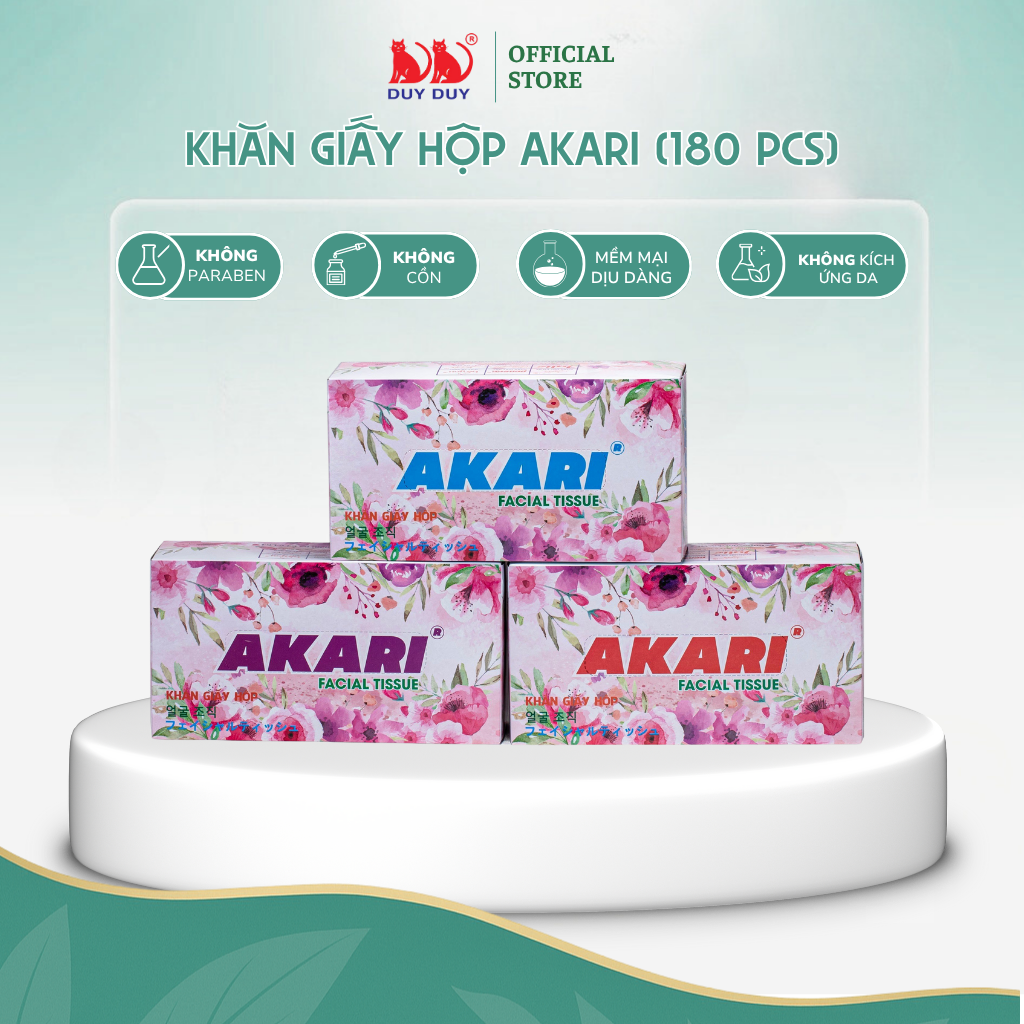 Combo 10 gói Khăn giấy rút Akari 100% bột giấy 180 tờ (18x20cm) mềm mịn cao cấp