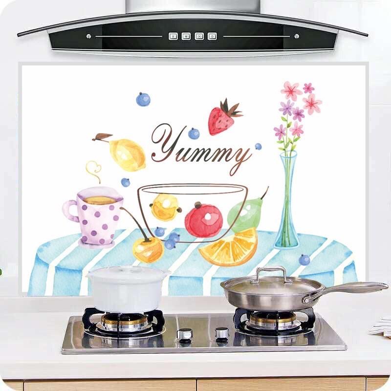 Giấy dán tường trang trí bếp, miếng dán bếp chống bắn dầu mỡ, chịu nhiệt cao