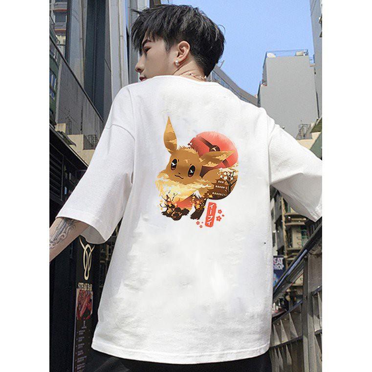 Áo thun unisex form rộng họa tiết phong cách Nhật Bản vải dày mịn 2020T2432