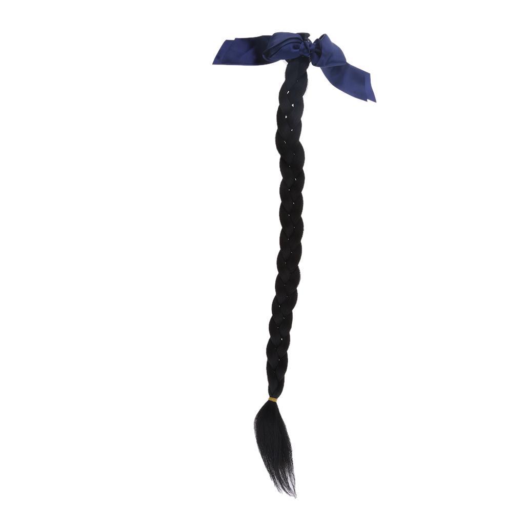 Black  Ponytail/Pigtails Motorcycle Braid  Hair with Suction Cup