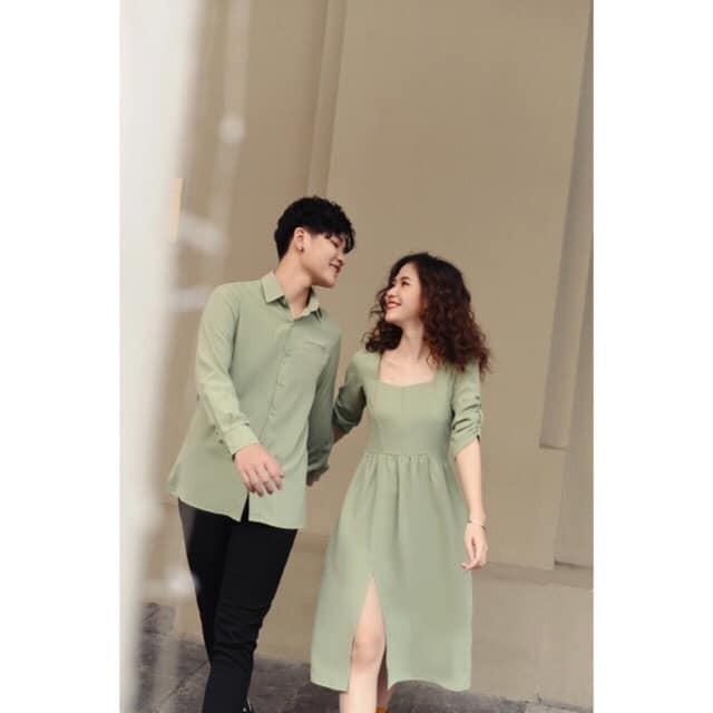 Áo cặp đẹp Áo cặp váy nữ sơ mi nam Hàn Quốc Couple đồ cặp đẹp chụp ảnh cưới AV25