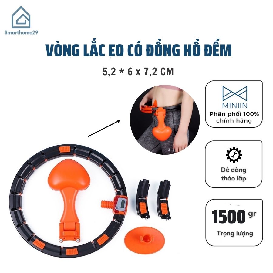 Vòng Lắc Eo Thông Minh Có Đồng Hồ Đếm Số Vòng- Giảm Mỡ Massage Bụng- Hàng Chuẩn Chính Hãng MINIIN