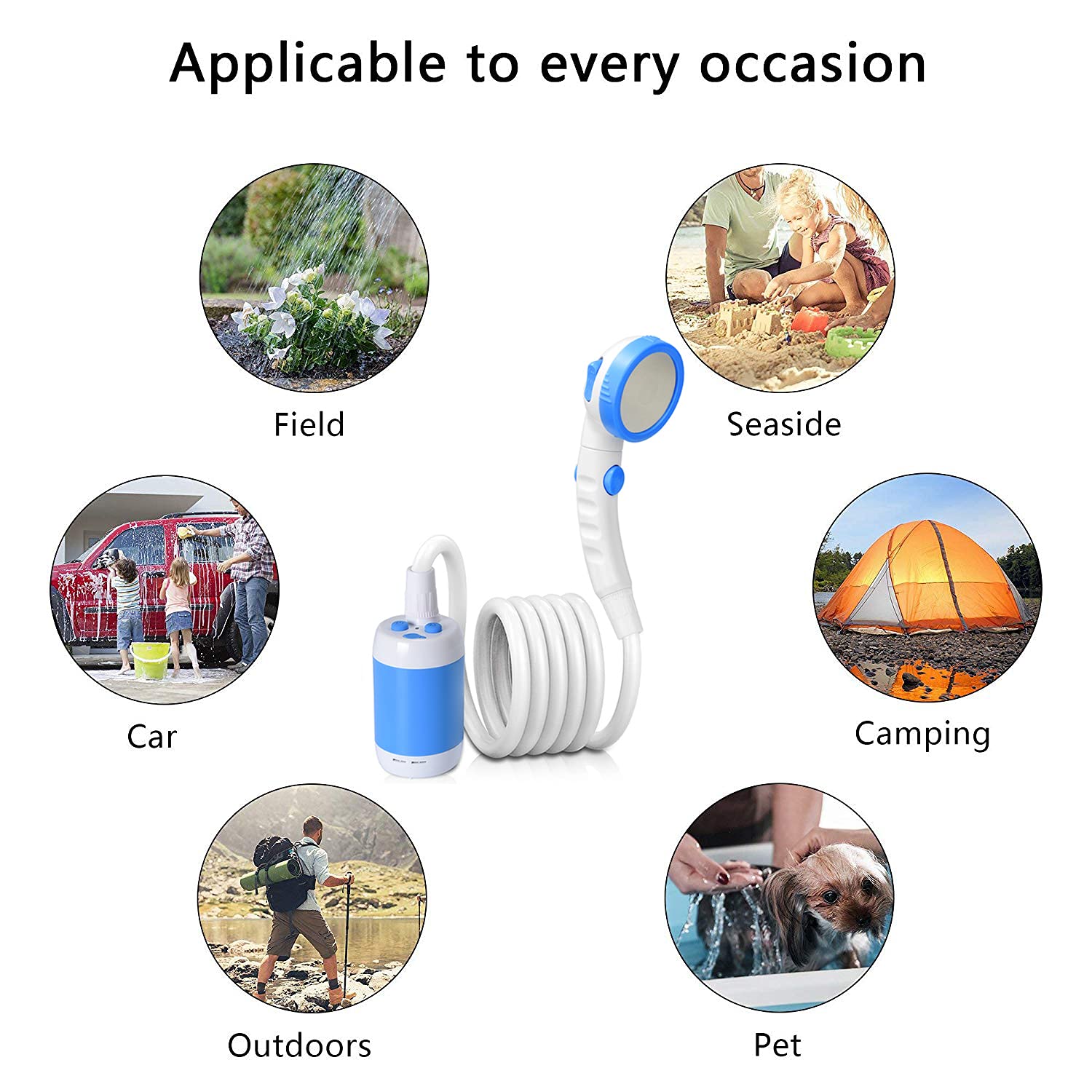 Tắm vòi hoa sen cắm trại ngoài trời có thể sạc Camping Shower Set Portable Outdoor