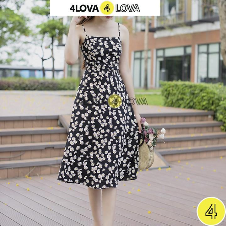 Váy đầm hai dây nữ hoa nhí 4LOVA phong cách hàn quốc