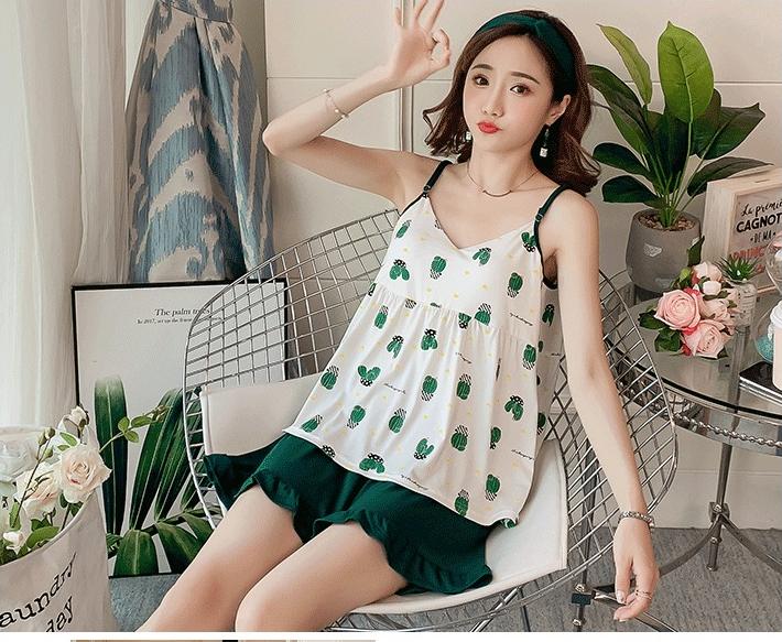 Bộ quần áo đùi nữ chất cotton mặc đi ngủ mặc ở nhà đều tiện lợi vn24