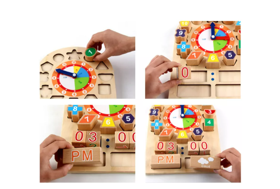 Đồ Chơi Gỗ Ghép Hình Clock Building Blocks