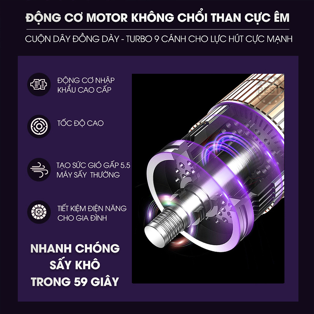 Máy Sấy Tóc Mini 3in1 Besti Công Suất Lớn 1000W, Giảm Tiếng Ồn, An Toàn Khi Sử Dụng, Thiết Kế Độc Đáo Sang Trọng Tạo Kiểu Chuyên Nghiệp Công Nghệ Chống Hư Tổn Tóc - Hàng Chính Hãng