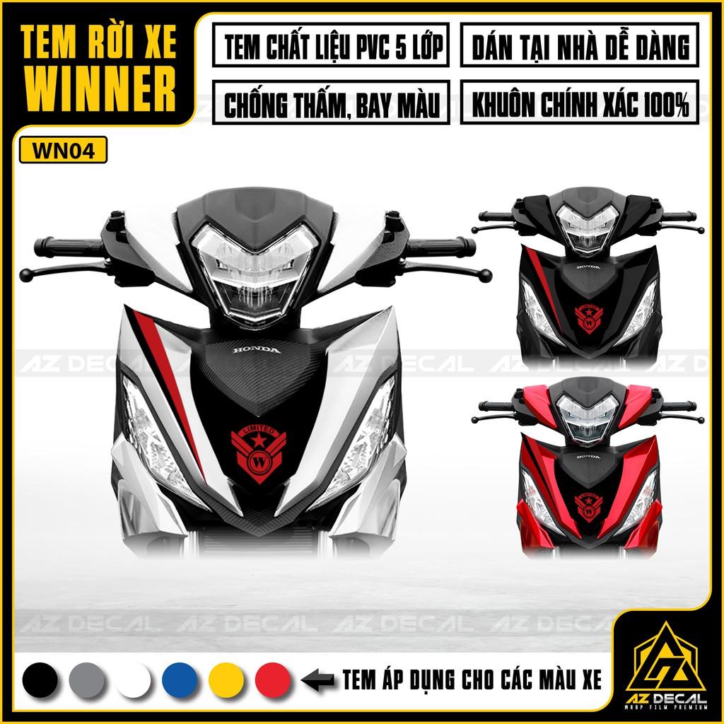 Tem Rời Dán Xe Winner V1 / 150 Mẫu GTR | WN04 | Decal Chế Xe Chất Liệu PVC Cao Cấp - Trắng Cam