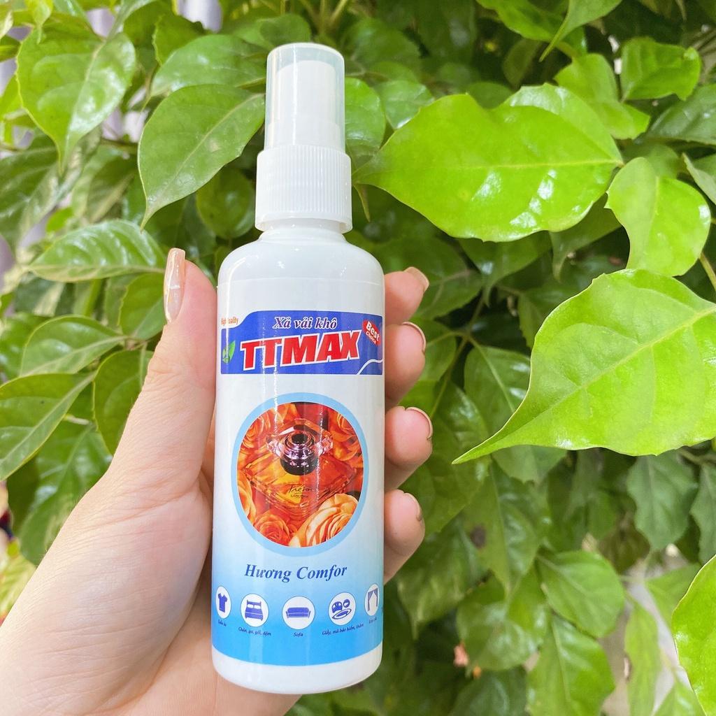 Xả vải khô nước xịt thơm quần áo TTMAX mới 100ml lưu hương lâu 24h làm mềm vải tiết kiệm thời gian xả nước