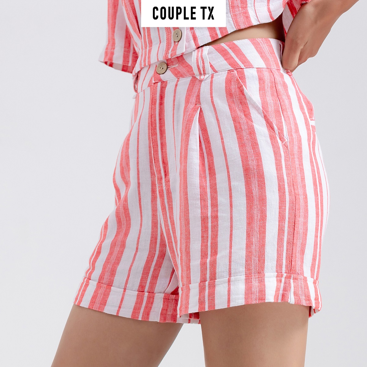 Quần Short Linen Nữ Couple TX Sọc Dọc WSR 2015