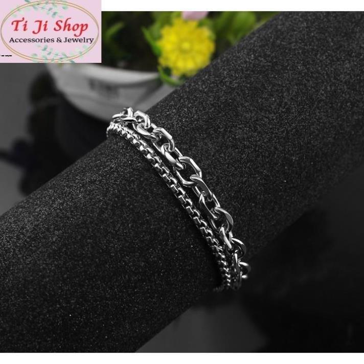 Lắc Tay Inox Khoen Tròn 2 Tầng Độc Đáo