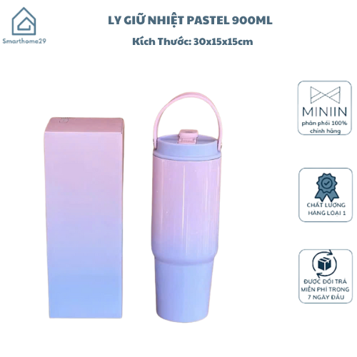 Bình Giữ Nhiệt Pastel 900ml Inox 304 - Cốc Giữ Nhiệt Loang Màu Siêu Bền, Không Gỉ, Màu Sắc Đẹp - HÀNG CHÍNH HÃNG MINIIN