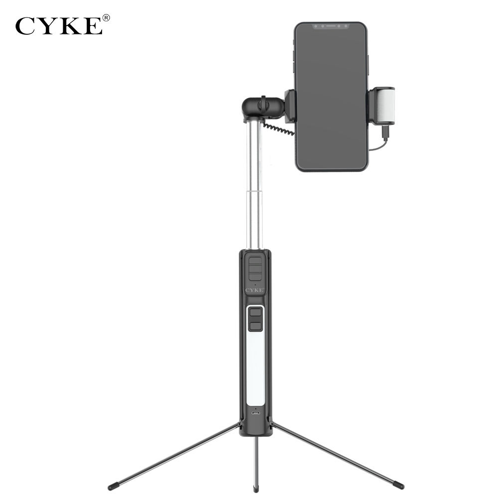 Gậy chụp hình Selfie Tripod CYKE tích hợp điều khiển không dây bluetooth kèm đèn Led-Hàng chính hãng