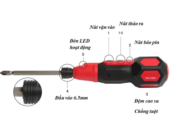 Dụng cụ khoan, vặn vít  cầm tay có sạc USB