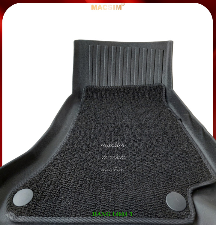 Thảm lót sàn ô tô 2 lớp cao cấp dành cho xe Mercedes-Benz C180/C200/C250/C300 2013 - 2021 nhãn hiệu Macsim chất liệu TPE màu đen