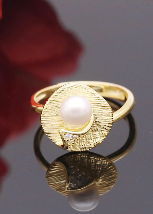 Nhẫn Ngọc Trai Cánh Lá Vàng N-1536 Bảo Ngọc Jewelry