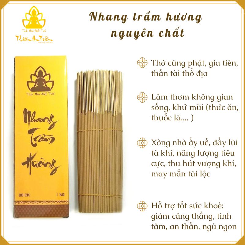 Nhang trầm hương nguyên chất tự nhiên Size 30cm - Hộp 500 gram