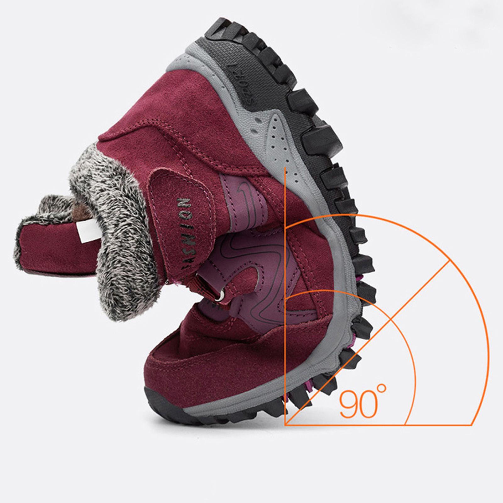 Giày Giữ Ấm Mùa Đông Lót Lông Plus Size Sneakers Chống va chạm Chịu Mài Mòn Chống Trượt Thoải Mái Cho Du Lịch Ngoài Trời Cắm Trại Color: Bean Red Shoe Size: 44