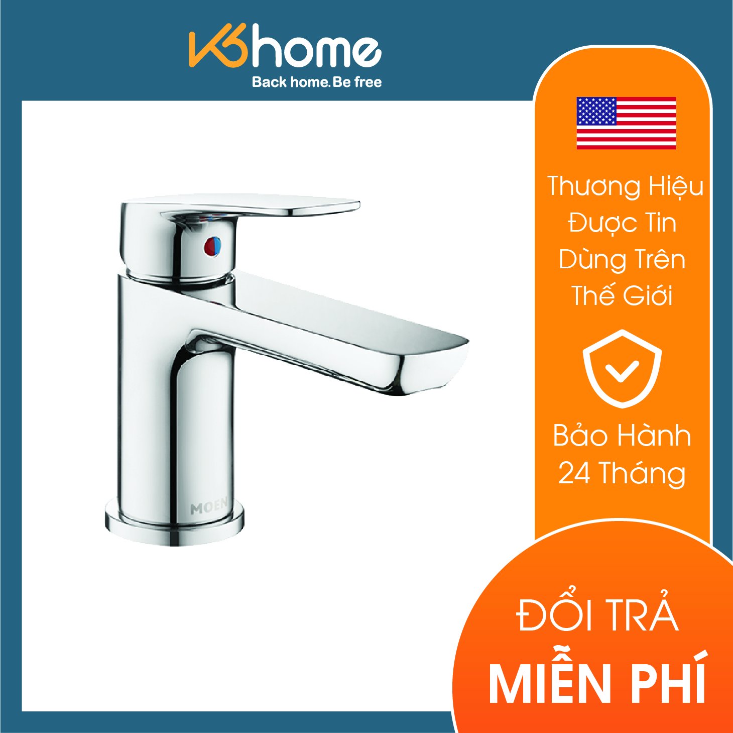 Vòi chậu lavabo nóng lạnh xả ty dòng York Moen- GN10121