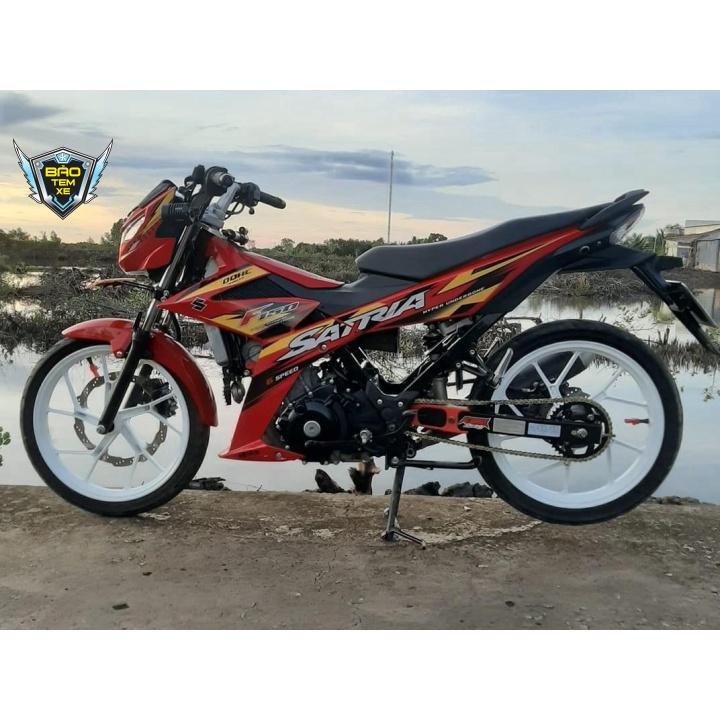 Tem rời dán xe satria fi dán xe đỏ vàng