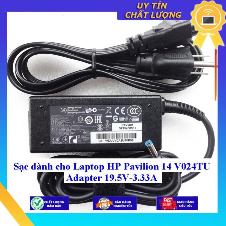 Sạc dùng cho Laptop HP Pavilion 14 V024TU Adapter 19.5V-3.33A - Hàng Nhập Khẩu New Seal