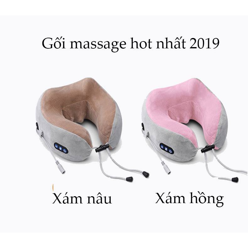 Gối Massage Cổ Vai Gáy Chữ U Đa Năng Mẫu Mới - Tặng 1 khăn mặt 30x40cm